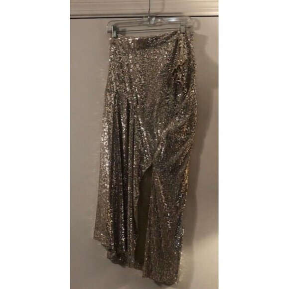 NWT $990 MERYLL ROGGE ASYMMETRIC SEQUINED TULLE MAXI SKIRT SIZE US 2 FR 34 - Picture 6 of 9